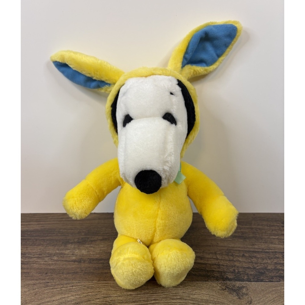 Vtg SNOOPY Plush United Feature Syndicate 15" Yellow Bunny Suit with Blue Ears